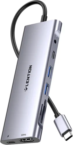 Vista 18 de LENTION 5-in-1 USB-C Hub, 4 USB3.0, 60W Charging, Multiport Adapter Oro Rosa
