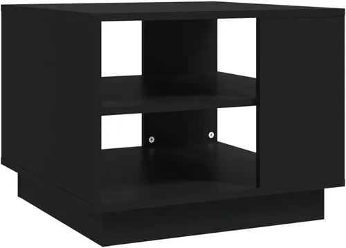 Vista 3 de Black Engineered Wood Coffee Table, 21.7" Square Modern Living Room Accent Table with Storage Shelf, Indoor Use, Easy Assembly