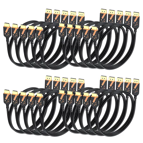 Vista 10 de Cable DisplayPort a HDMI 4K, 3 pies, paquete de 10, chapado en oro