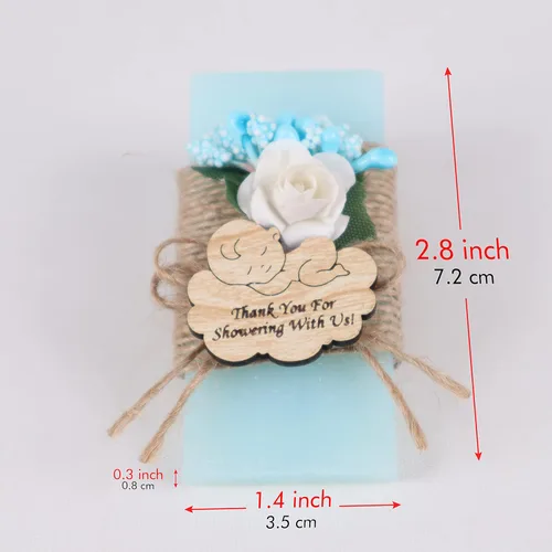 Vista 5 de HTF Paquete de 5 Mini Jabones Personalizados con Aroma a Océano, Recuerdos de Baby Shower, Regalos de Baby Shower, Recuerdos de Jabón Perfumado