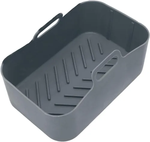 Vista 8 de Olla de silicona para freidora de aire, olla de silicona antiadherente reutilizable, cesta de repuesto para DZ201 8QT (gris)