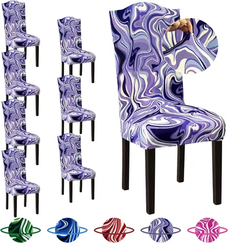 Vista 14 de Sufdari Juego de 4 fundas para sillas de comedor, color beige, antideslizantes, de elastano, elásticas, para comedor, hotel (Grande)
