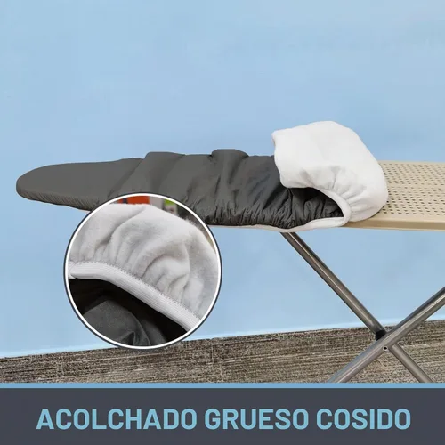 Vista 4 de VividPaw Funda y almohadilla para tabla de planchar, tamaño estándar 15"x54", acolchado grueso, borde elástico, revestimiento de silicona