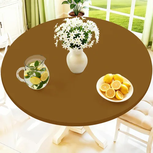 Vista 44 de Moosfor Mantel redondo de elastano, elástico ajustable impermeable para mesas de 18 a 24 pulgadas, mantel de picnic elástico lavable para Azul