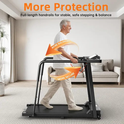 Vista 4 de KEY2FUN Caminadora para caminar con pasamanos largos para equilibrio, máquina de ejercicios de recuperación de fitness, cintas de correr