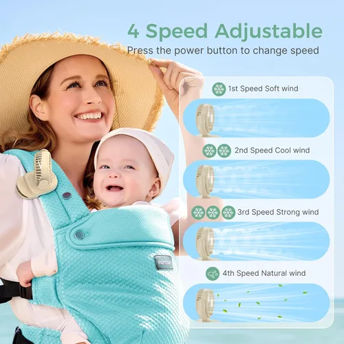 Vista 3 de Momcozy Ventilador portátil para cochecito con clip, mini ventilador de 4 velocidades para portador, ventiladores personales ultraligeros de 0.26