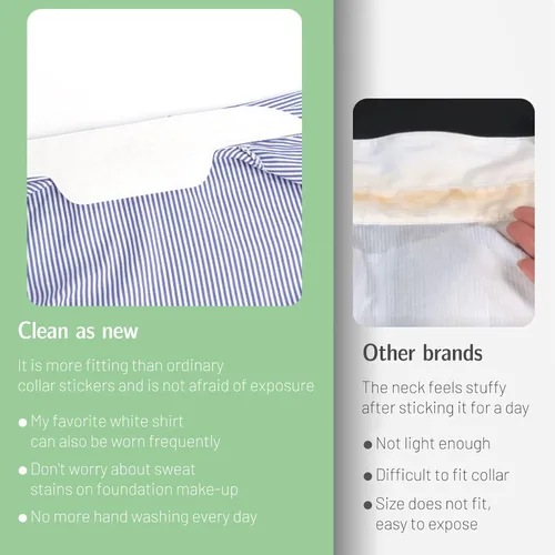Vista 6 de Paquete de 100 protectores de cuello para camisas Protector de cuello desechable autoadhesivo, almohadillas de sudor para hombres y mujeres