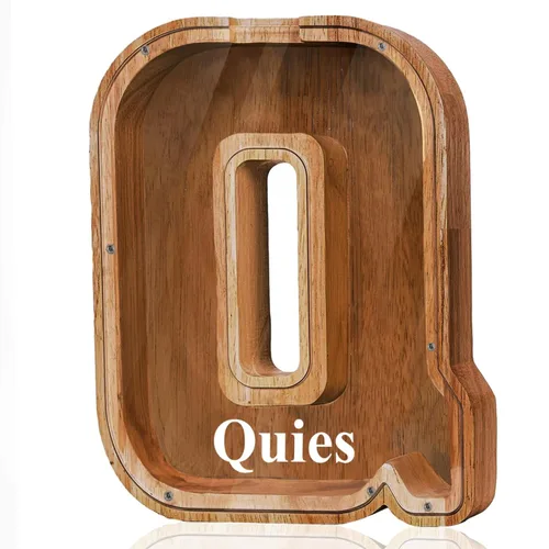 Vista 75 de Alcancía de madera grande personalizada con letras – Alcancía de letras para niños y niñas, regalo de cumpleaños (A)