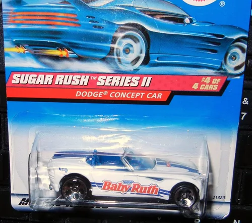 Vista 2 de Hot Wheels Sugar Rush Serie 2 #4 Dodge Concept Base de metal para automóvil con DCC y Concept On Base #972 Condición Mattel escala 1:64