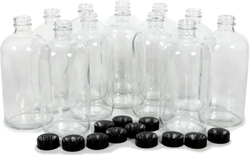 Vista 7 de Vivaplex, 12, botellas de vidrio transparentes, de 16 onzas, con tapas