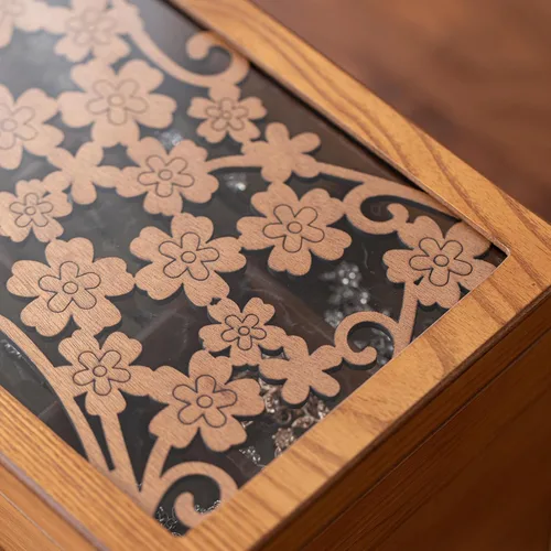 Vista 5 de Changsuo Joyero de madera para mujer con cajones, organizador de almacenamiento de joyas de tamaño mediano con tapa acrílica