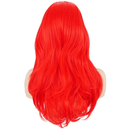 Vista 17 de Morvally - Peluca de cabello sintético lacio y ondulado con flequillo, 23 pulgadas de largo, resistente al calor, para Cosplay, disfraz de Halloween