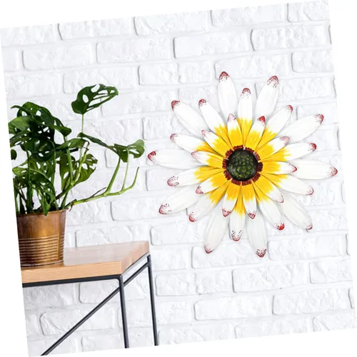 Vista 2 de BESPORTBLE Decoración de pared de hierro forjado, manualidades, girasol, decoración del hogar, girasol, arte de pared, decoración colgante