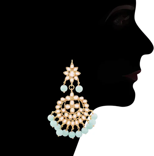 Vista 4 de I Jewels - Gargantilla o collar ajustado Kundan de la India, inspirado en Bollywood, chapado en oro y con perlas. Juego de joyería para mujer (K7058)