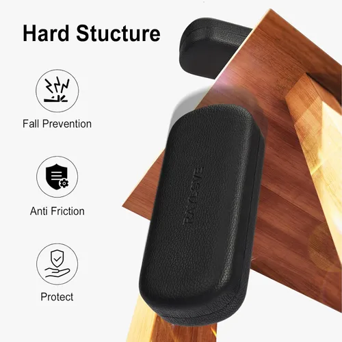 Vista 2 de RayLove Estuche rígido para lentes con paño de limpieza, funda protectora de piel sintética para lentes de sol