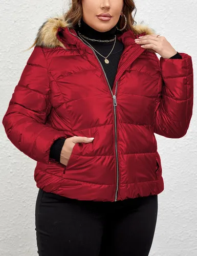 Vista 5 de Geschallino Abrigo de invierno reversible para mujer, resistente al agua, largo, cálido, acolchado, burbujas con capucha (1X-5X)