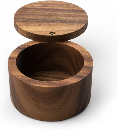 Vista 6 de Ironwood Gourmet 28221 Recipiente para guardar la sal de los Apalaches, madera de acacia, 4 x 4 x 2.5 pulgadas, marrón