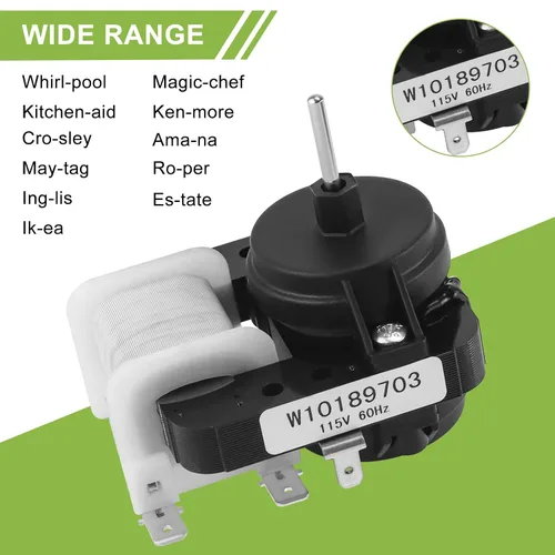 Vista 2 de [Actualizado] AMI PARTS W10189703 - Motor de ventilador evaporador para refrigeradores Whirl-Pool Ken-More - Reemplaza WPW10189703, AP6016598
