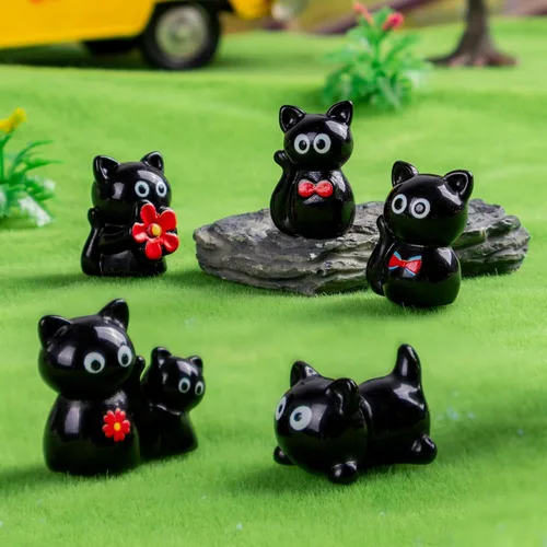 Vista 7 de 36 piezas Figuras de Gatos Negros en Mini de Resina Variedad de Animales Pequeños Pequeñas Figuras de Gatos en Miniatura a Granel para Accesorios
