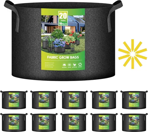 Vista 13 de iPower Paquete de 10 bolsas de 3 galones para plantas de tela no tejida gruesa resistente para cultivo de papas, contenedor duradero con aireación