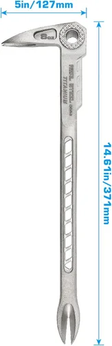 Vista 5 de REAL STEEL 12" Extractor de uñas de titanio de doble extremo con huella de gato, palanca de construcción 0694