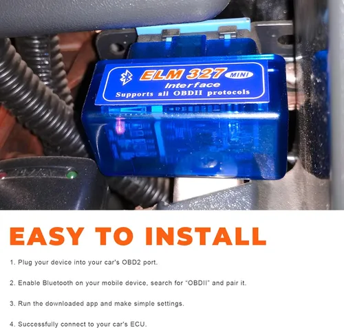 Vista 4 de Sun Walker ELM327 OBDII - Escáner de diagnóstico automático para automóvil, interfaz ELM327 profesional detector de fallas Bluetooth, mini lector