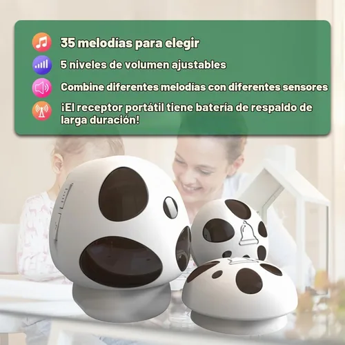 Vista 5 de Timbre inalámbrico HTZSAFE, 35 campanillas, 1 receptor + 1 transmisor