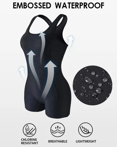 Vista 112 de beautyin - Traje de baño para mujer, traje de baño aeróbico y de competición de una pieza, estilo pantalón corto