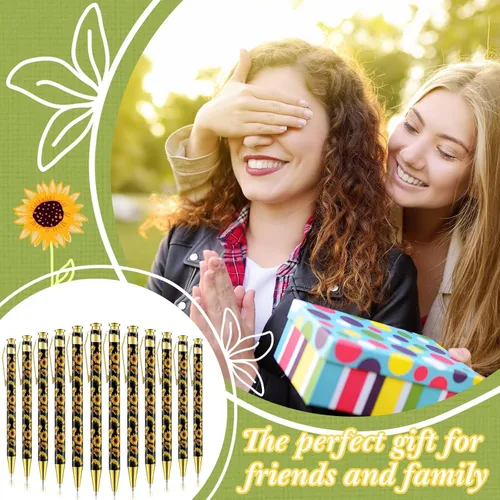Vista 6 de Yexiya 1 Pieces Sunflower Pens Ballpoint Click Ball Pens Reusable Retractable Journaling Sunflower Party Favors Black Ink Medium Point 1.0 mm Gift