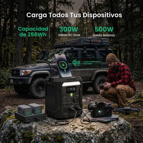 Vista 2 de Estación eléctrica portátil N300, batería LiFePO4 de 300W 256Wh