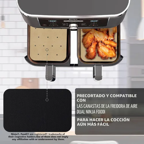 Vista 3 de WMKGG Papel pergamino rectangular para freidora de aire, 100 forros para freidora de aire