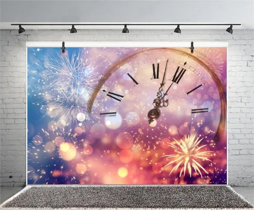 Vista 3 de Baocicco Fuegos artificiales brillantes para celebración de Año Nuevo de las 12 en punto, Halos brillantes Bokeh, fondo de fotografía de 7 x 5 pies