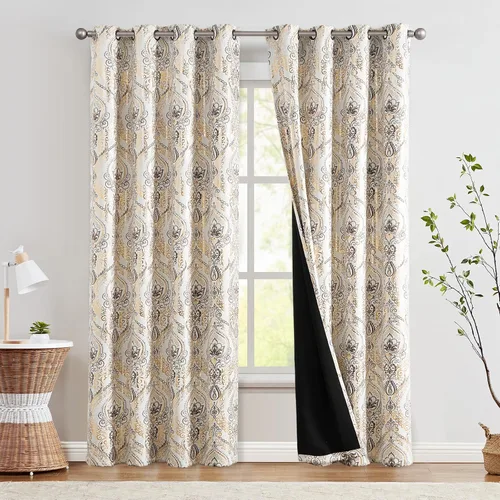 Vista 19 de jinchan Cortinas de lino texturizadas para oscurecer la sala de estar, 54 pulgadas de largo, cortinas de medallón para dormitorio, tratamientos