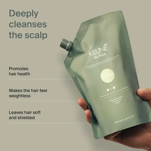Vista 3 de KEUNE So Pure Clarify - Recambio de champú, fórmula de limpieza profunda y desintoxicante con granada para cabello graso, sin sulfato, 13.5 onzas