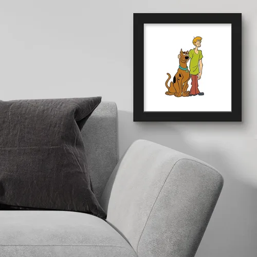 Vista 3 de Gallery Pops Scooby-Doo - Arte de pared de Scooby and Shaggy Character Pose - Versión enmarcada en negro, 12 x 12 pulgadas Versión con marco negro
