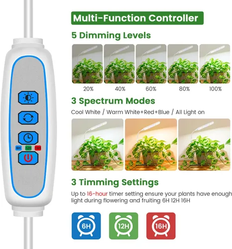 Vista 5 de Wolezek Luces de Crecimiento para Plantas de Interior, Luz de Crecimiento de Plantas de 52 LEDs de Espectro Completo con Base, Lámpara