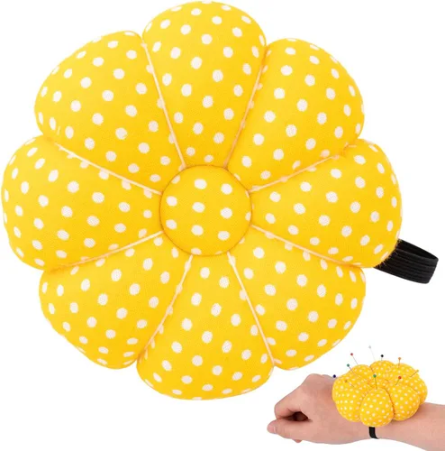 Vista 8 de Rolybag Alfileres de muñeca con correa elástica, cojín de aguja de calabaza para costura, pinza de aguja portátil, para costura o manualidades (rojo)