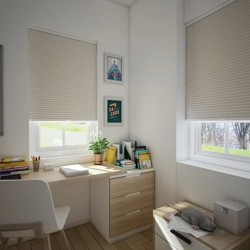 Vista 4 de Changshade - Persianas personalizadas de panal opacas sin cordones para ventanas interiores, persianas de panal para habitación con oscurecimiento