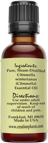 Vista 2 de Creation Pharm Citronella Essential Oi - Aceite de Citronela 1.0 fl oz Aceite de Citronela