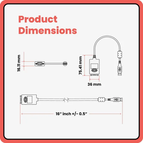 Vista 5 de Adaptador USB a serie RS-232 - Chipset FTDI original, luces indicadoras LED de doble color, Plug & Play, utiliza dispositivos seriales DB9 heredados