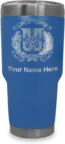 Vista 34 de LaserGram Taza aislada al vacío de 20 onzas, escudo de armas, República Dominicana, grabado personalizado incluido (gris)
