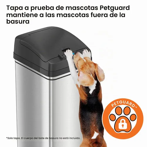 Vista 3 de iTouchless - Bote de basura con tapa y sensor para reemplazar los modelos IT13MX, IT13MXL, DZT13P, DZT13PL, DZT13M, DZT08P, DZT08PL y otras