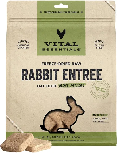 Vista 25 de Vital Essentials Alimento crudo liofilizado para gatos, mini empanadas de conejo, 8 onzas Soft, Complete Meal or Topper, Rehydrate, Made with 99%