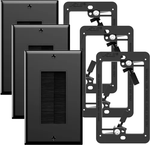 Vista 10 de VCE Placa de pared de cepillo con soporte, inserto de paso de cable, cubierta de pared decorativa de una sola banda para cables de bajo voltaje