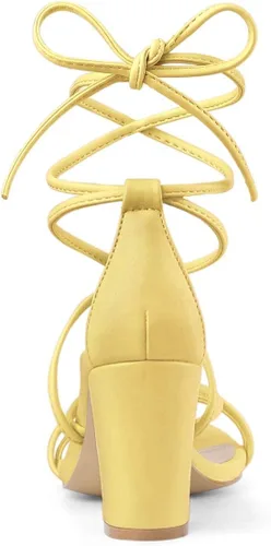 Vista 5 de Allegra K - Sandalias de tacón grueso con tiras delgadas para mujer