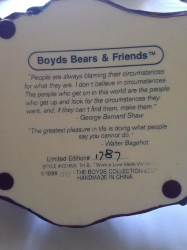 Vista 4 de Boyd's Bears THB & Co. - El trabajo es amor hecho visible 5º aniversario retirado 227803