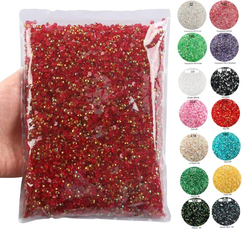 Vista 7 de Paquete grande de 50000 diamantes de imitación de resina de 0.118 pulgadas (0.118 in), con parte trasera plana, diamantes de imitación de color AB
