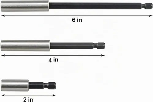 Vista 3 de K405 Soporte magnético para brocas con anillo de retención, extensiones de 2, 4, 6 pulgadas, 3 piezas
