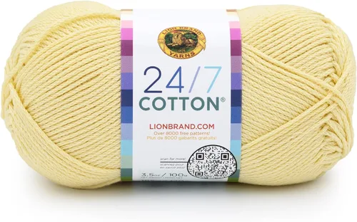 Vista 103 de Lion Brand Yarn - Hilo ligero 24/7 de algodón para tejer, hacer ganchillo y manualidades, Ámbar, paquete de 1 Light Worsted 100% Mercerized Cotton