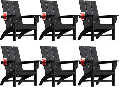 Vista 58 de Silla Adirondack moderna, sillas de patio de plástico HDPE para todo tipo de clima, silla para hoguera, sillas de césped al aire libre para terraza